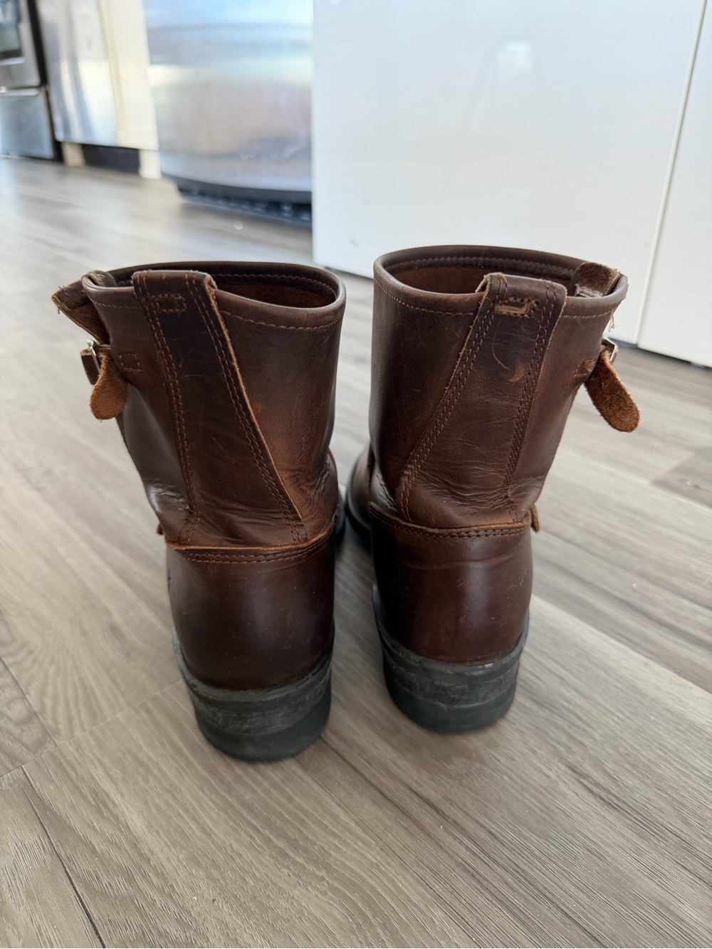 Frye Harness 8R ($458) Brown Distressed Leather Ankle Moto Boots Women Sz 8/8.5 - Picture 5 of 16
